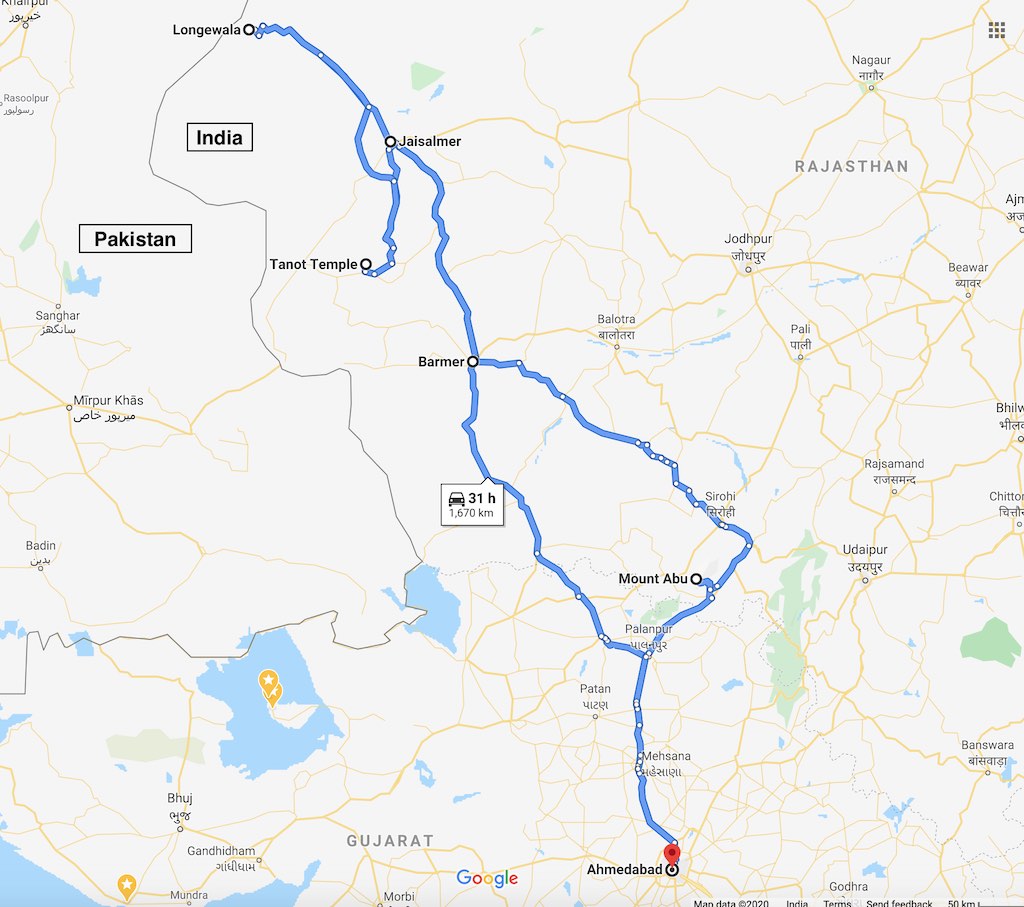 Route to Jaisalmer