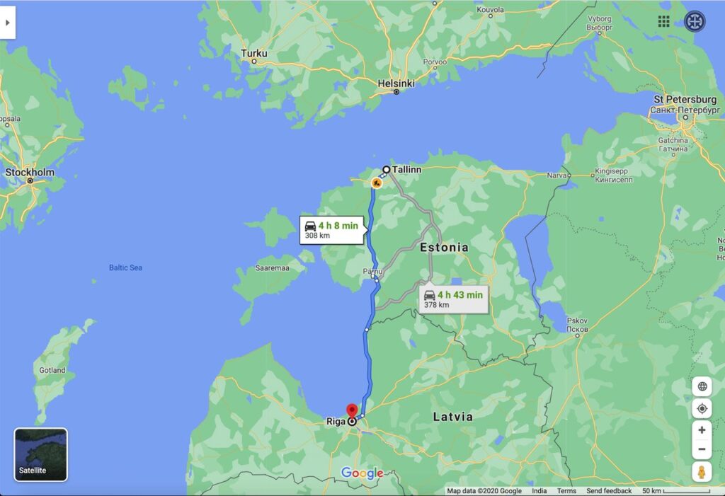 Tallinn to Riga by road