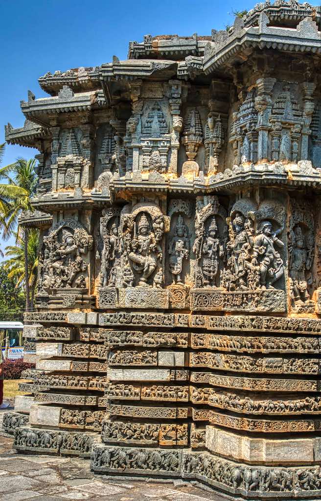 External walls covered with carvings