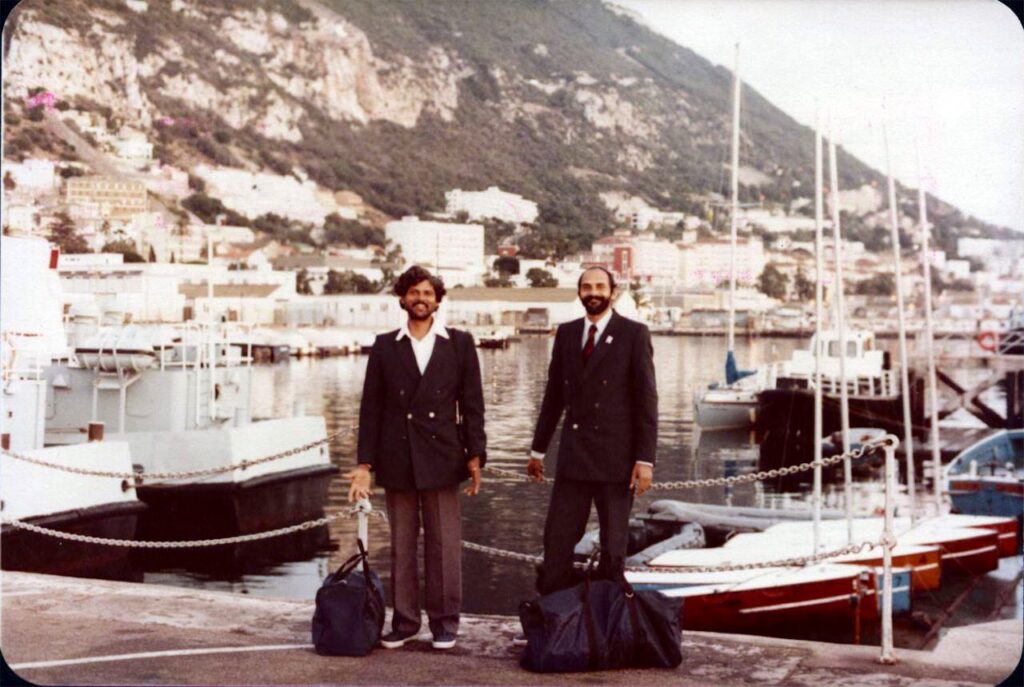 At the Naval jetty, Gibraltar; the boat can be seen behind