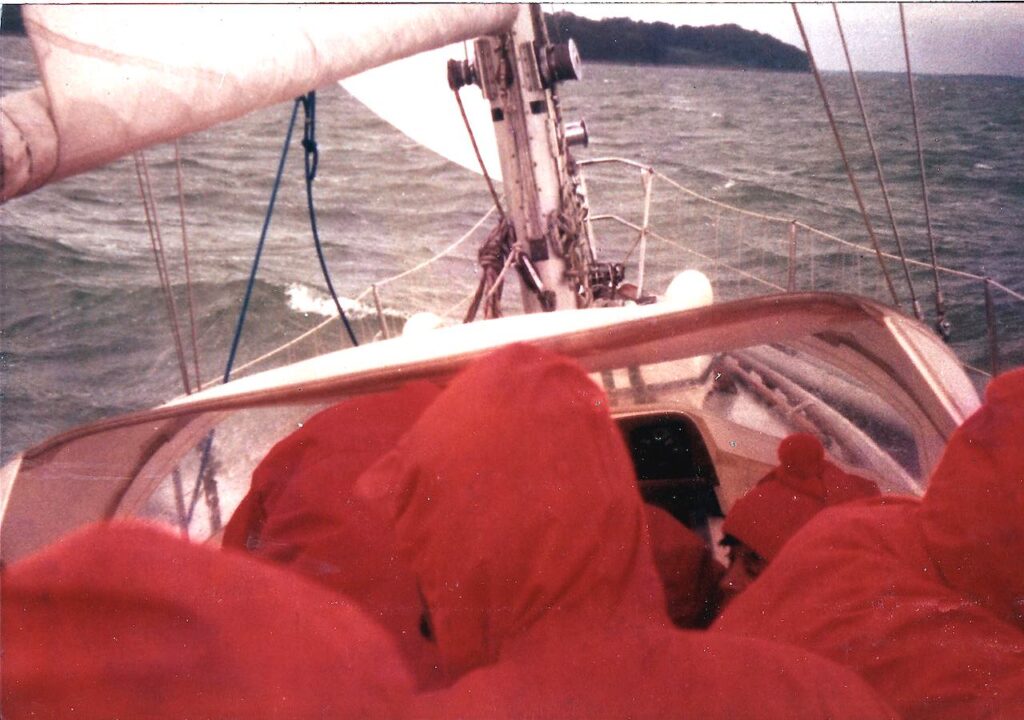 Sailing in The Solent on a particularly wet day