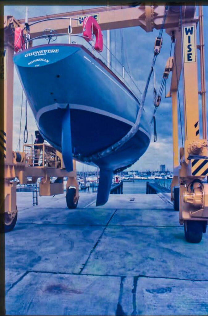 Taking the boat out of the water for repairs at the JSSC