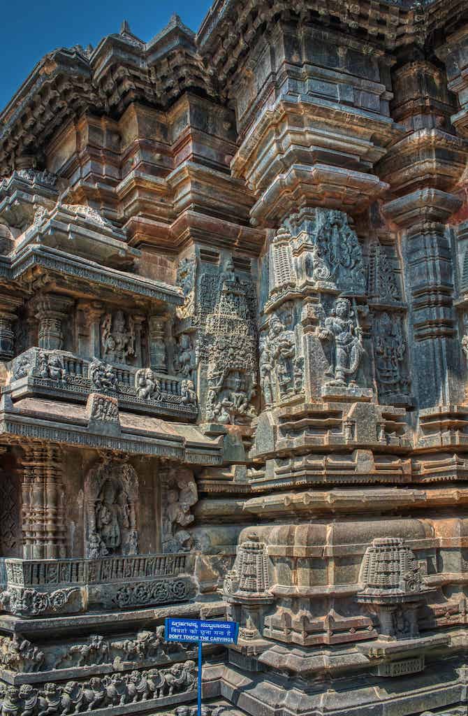 The richly sculptured exteriors of the temple