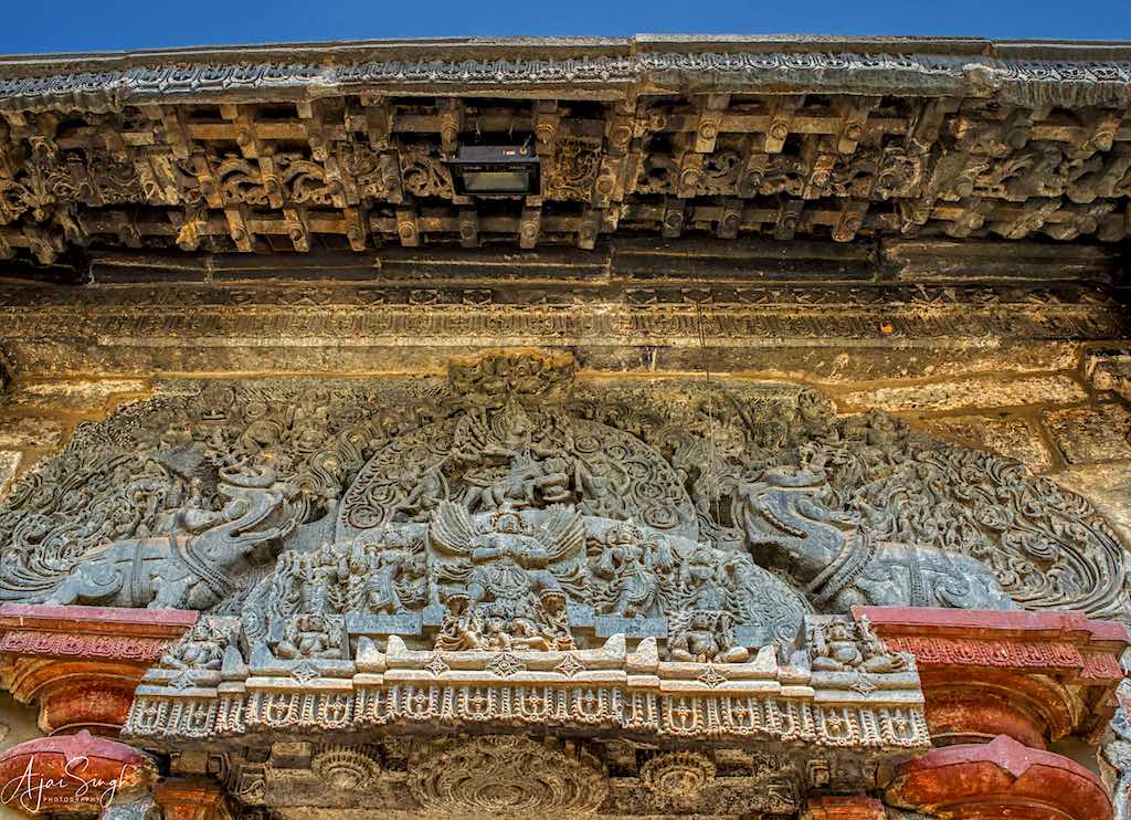 The lintel relief above the eastern entrance to the temple