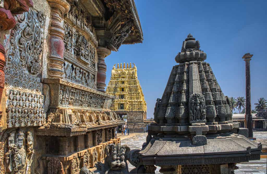 The intricate friezes along the south wall of the temple