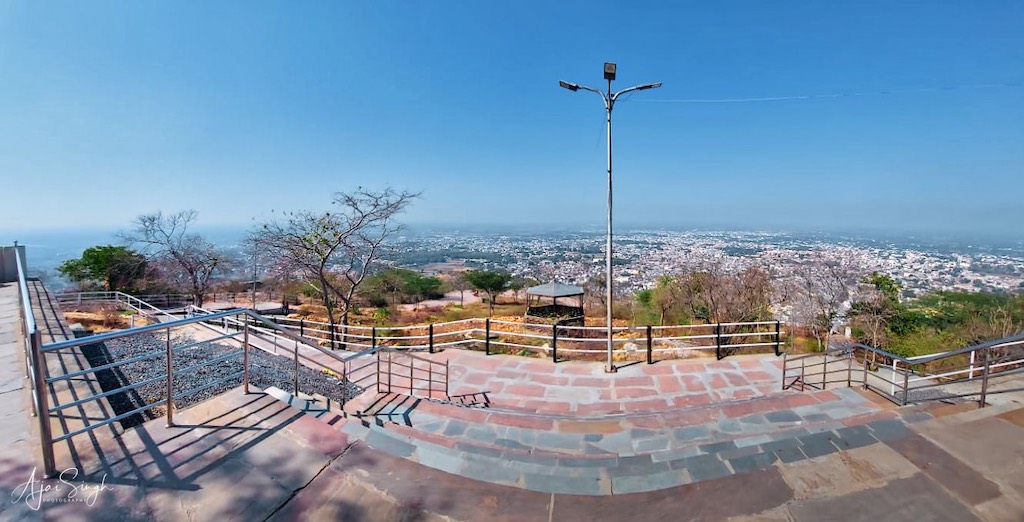 A panoramic view of Dausa from the top of Devagiri Hill