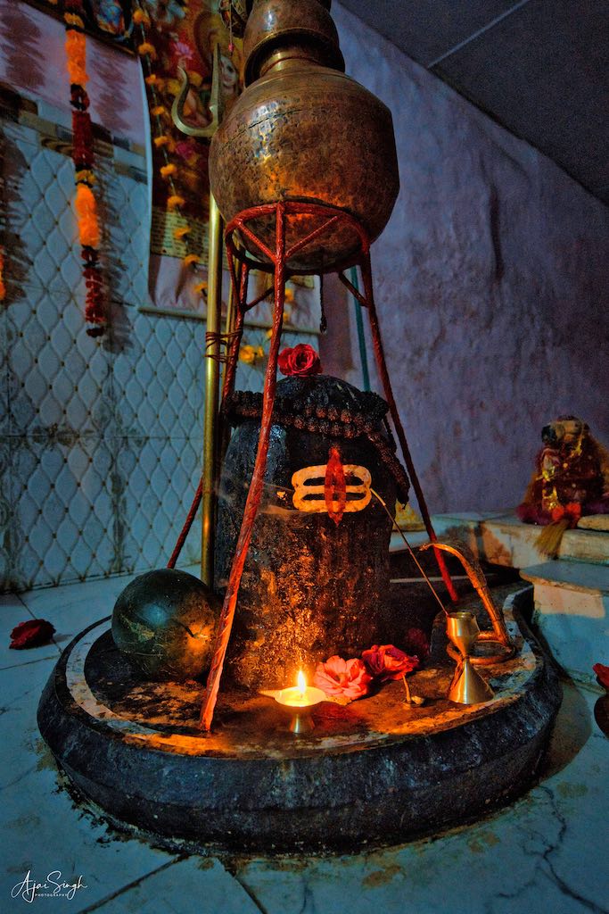 The Shiva Linga installed adjacent to the sacred spring