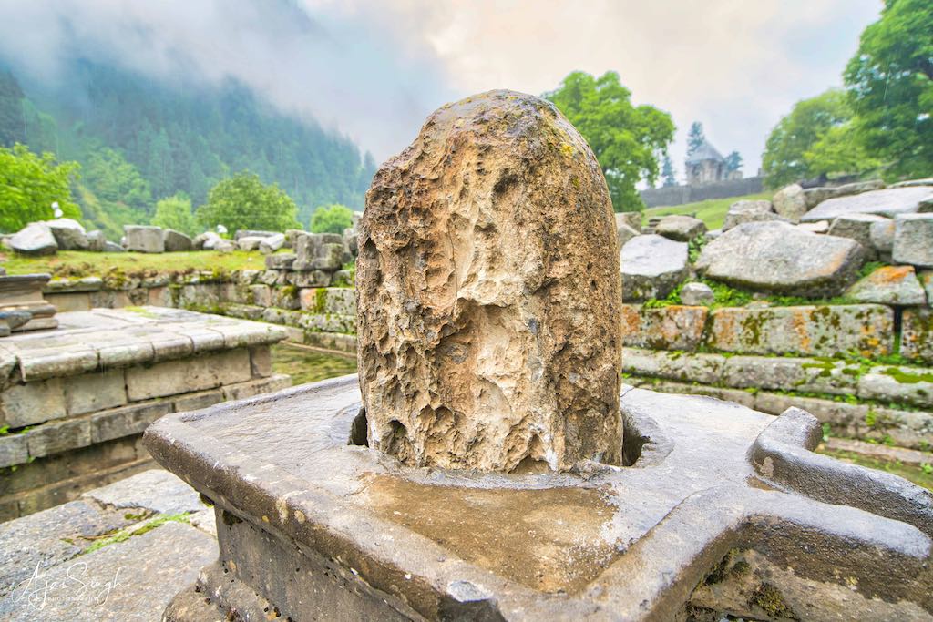 A defaced Shiva Linga