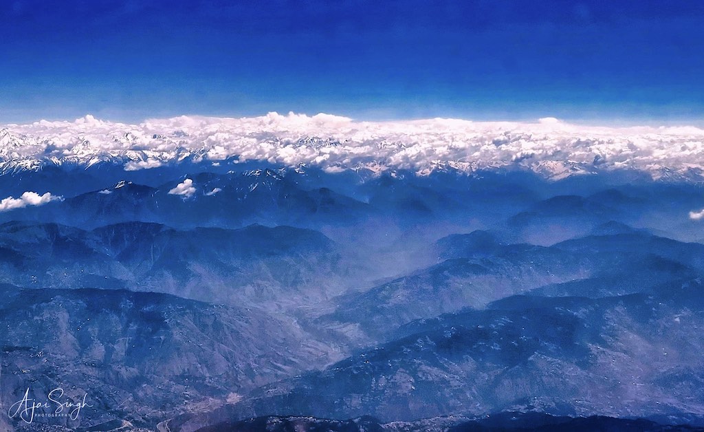 The Pir Panjal mountain ranges form a beautiful landscape from the air