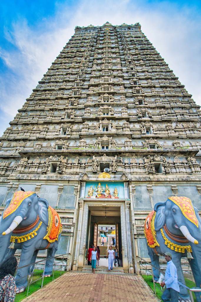 The Raja Gopuram with the elephants guarding the entrance