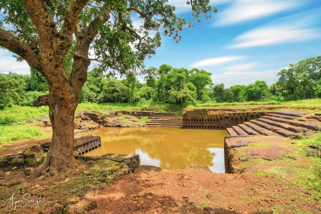 The ruins of the pushkar (temple tank) of the original Saptakoteshwar Temple Divar
