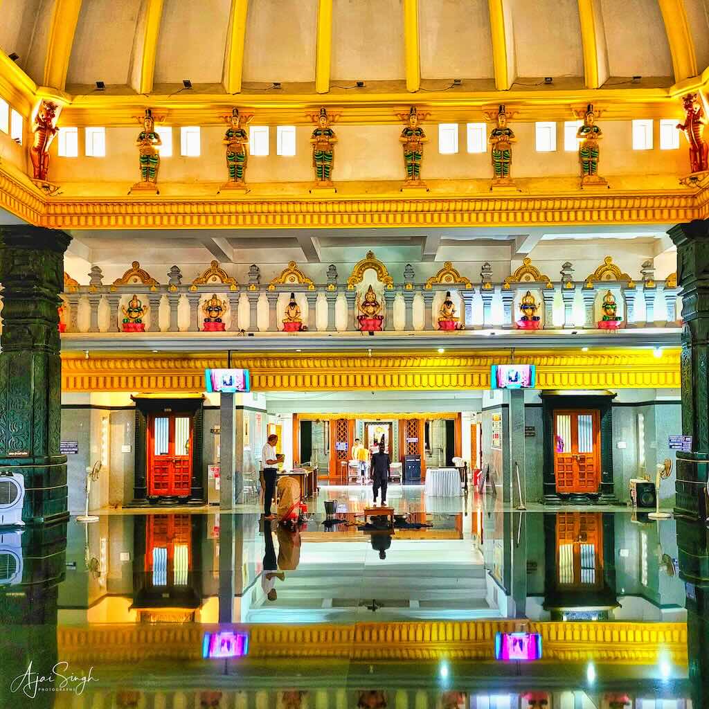 The shining mandapa is striking