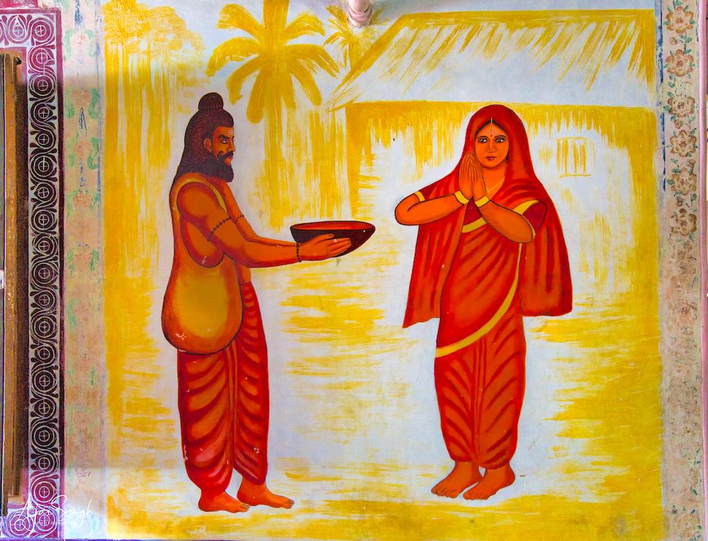 Ravana disguised as a brahmin trying to lure Sita Mata