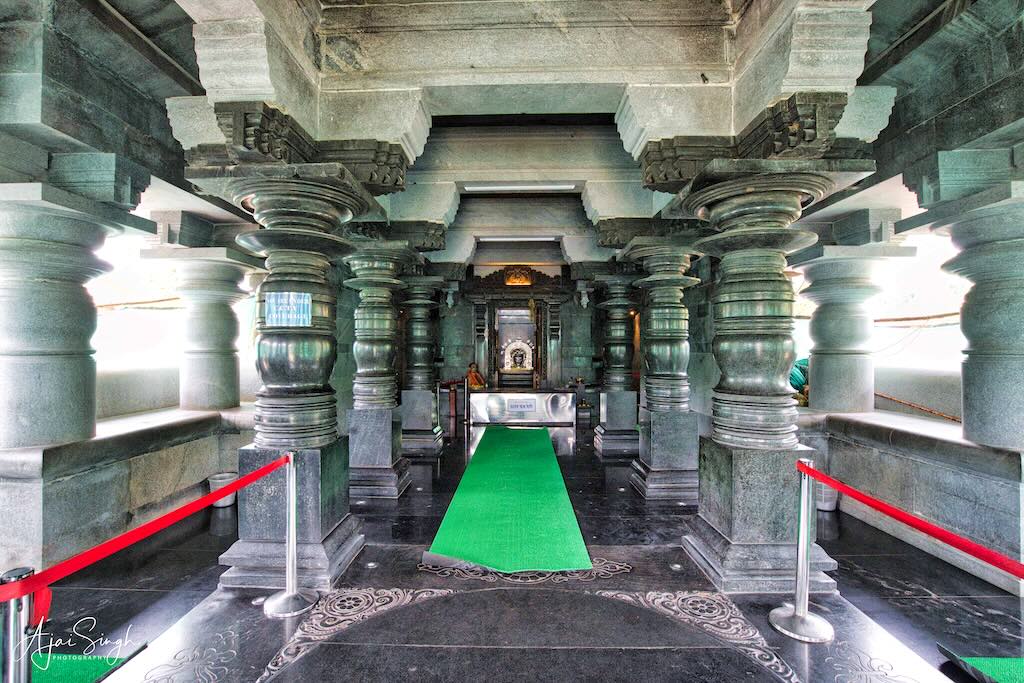 The mandapa built with granite pillars