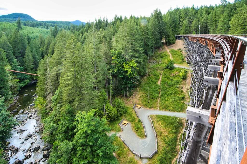 The Kinsol River flows far below the bridge deck