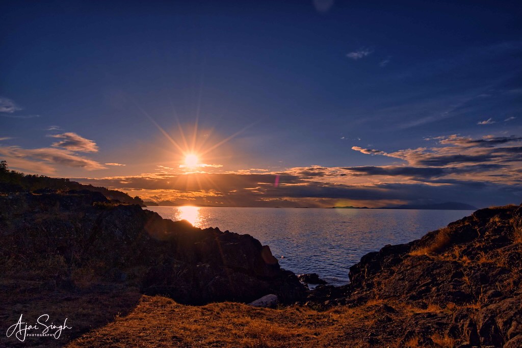The setting sun
