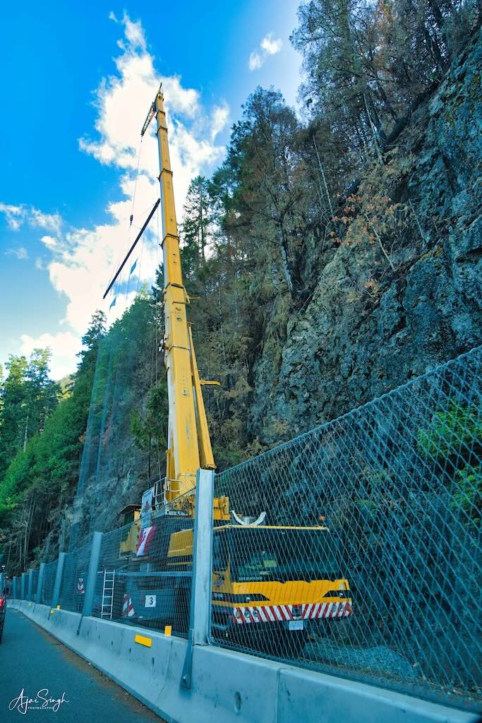 Road repair works continuing on our return journey