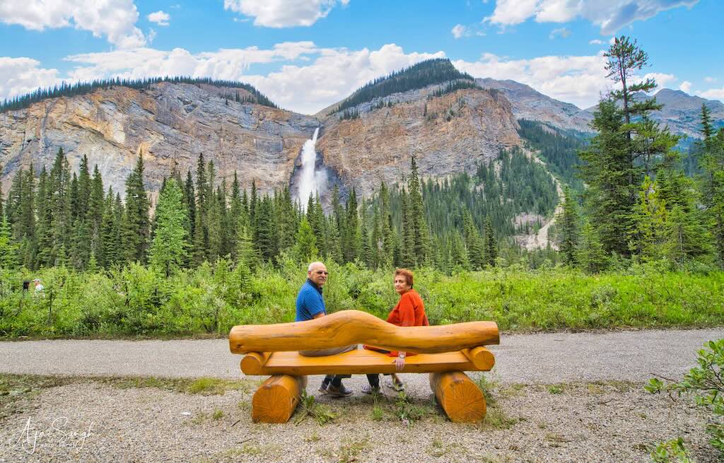 Taking a break at the Takakkaw Falls
