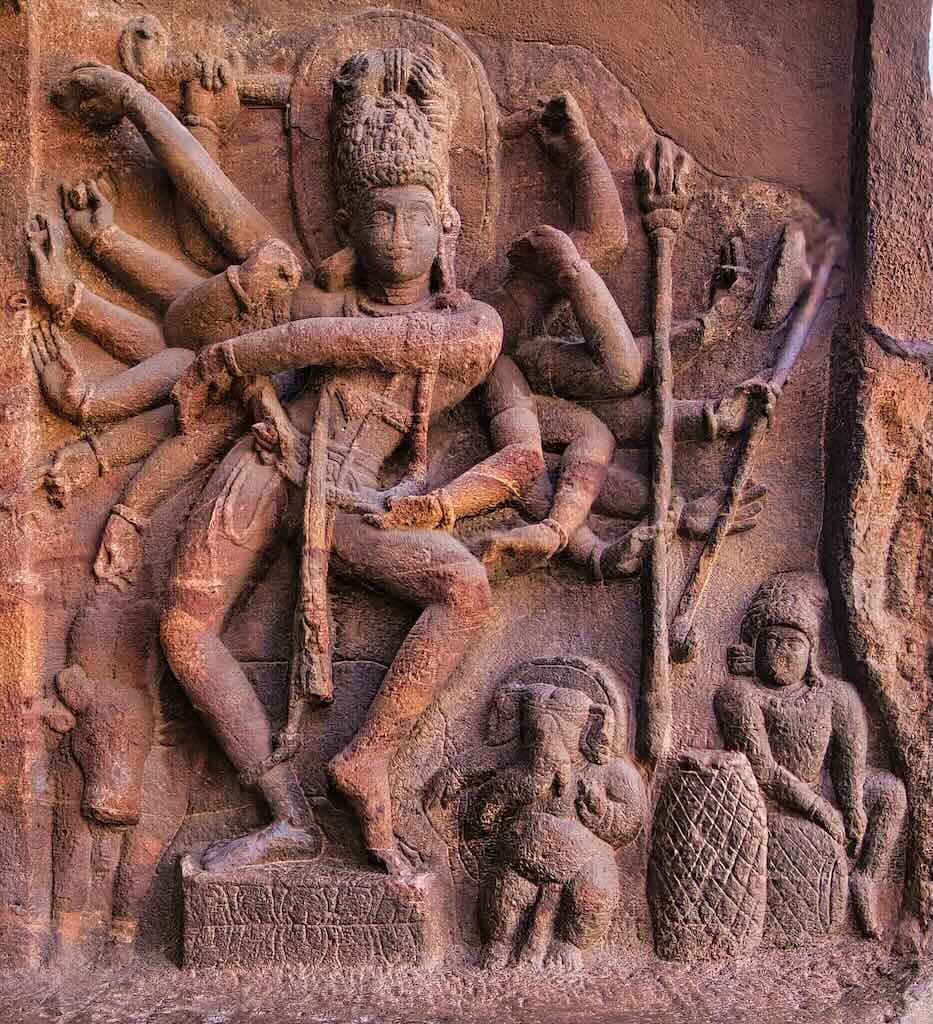 Shiva, as Nataraja, performs Tandava, the cosmic dance that sustains the rhythm of the universe